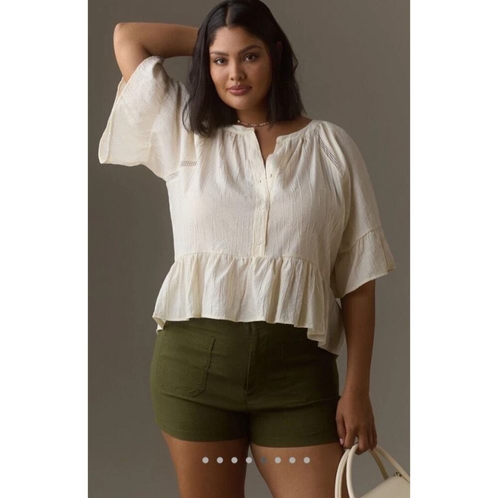 EUC Anthropologie Maeve The Colette Magic Fabric Linen Blend Stretch Shorts 24W
